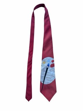 Vicky Davis New York Silk Tie  Artist Painter Palette Brush Vintage Made In USA